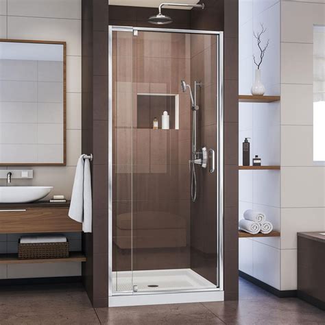 DreamLine exclusive ClearMax coating provides superior protection from stains and allows water to bead and roll off the glass. . Home depot shower glass